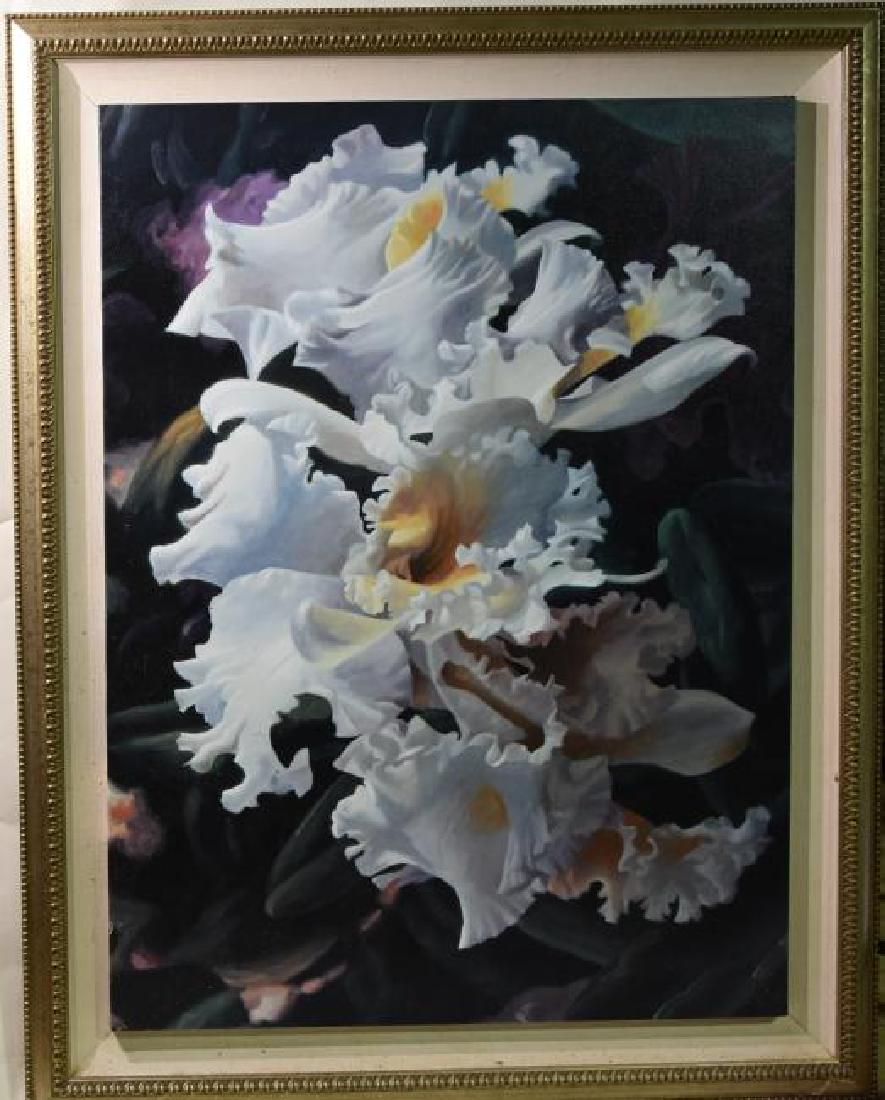 Large Orchid Painting: Size 48H x 35W frame is 57H x 45W Signed and Numbered Gerry
