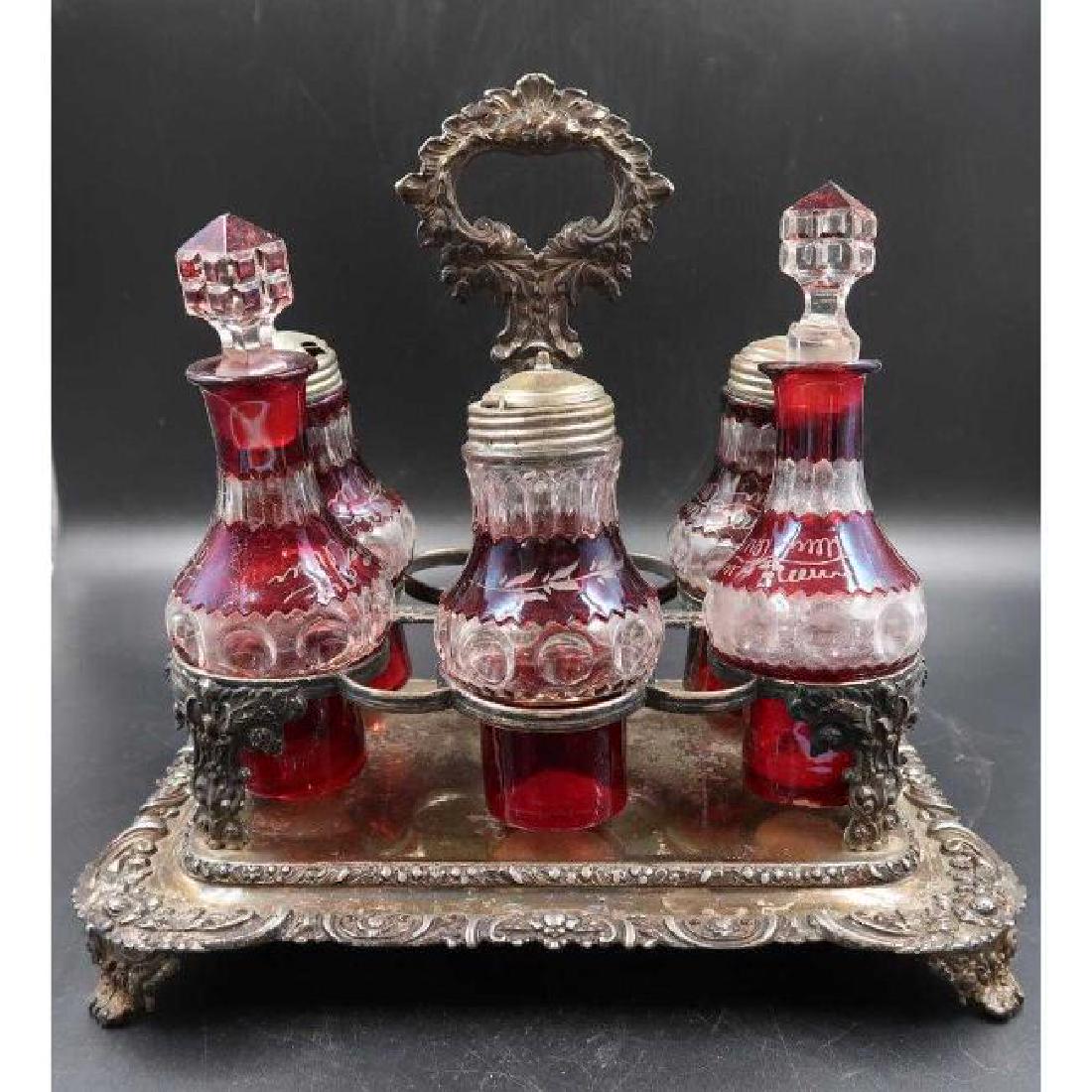 Antique Cruet German cranberry glass (1 of 4)