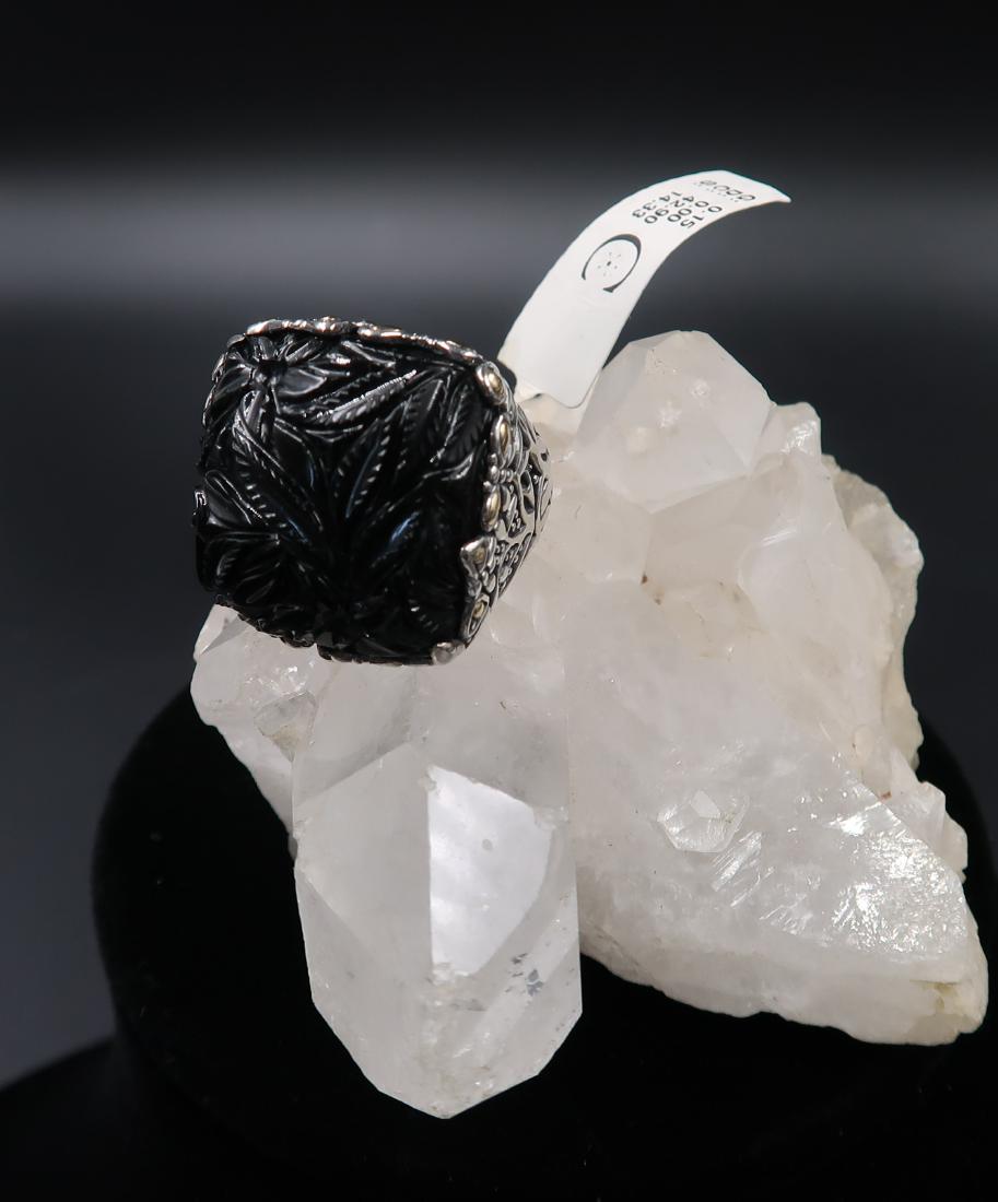 Vintage Gothic Black Onyx 925 Silver Ring (1 of 6)