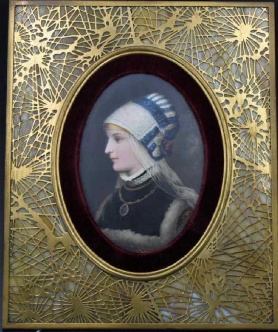 Tiffany Studios Pineneedle Bronze & Slag Glass Frame (1 of 2)