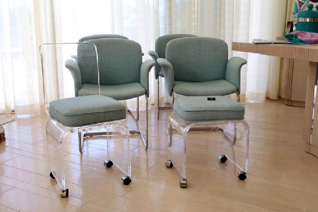 (4) Mid-Century Style Cloth Chairs with Lucite Chair (1 of 3)
