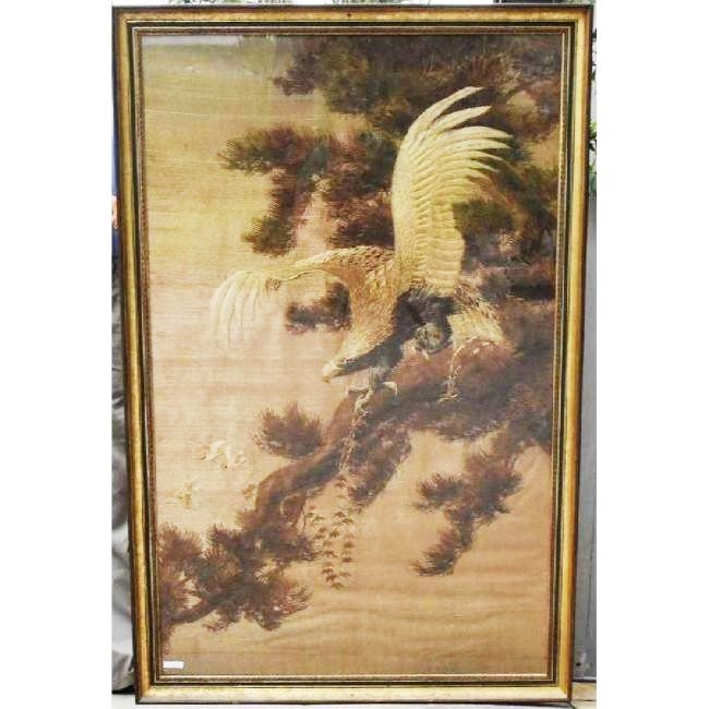 Emperor's 250 yr Old Suzhou Silk Large Embroidery Eagle (1 of 5)