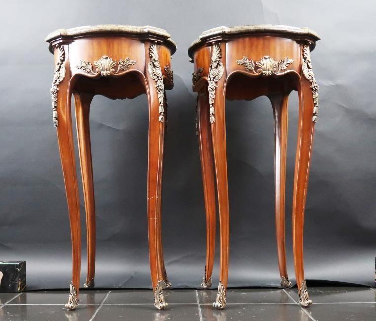 2 Rosewood & Marbles w/ crotch Tables (1 of 6)