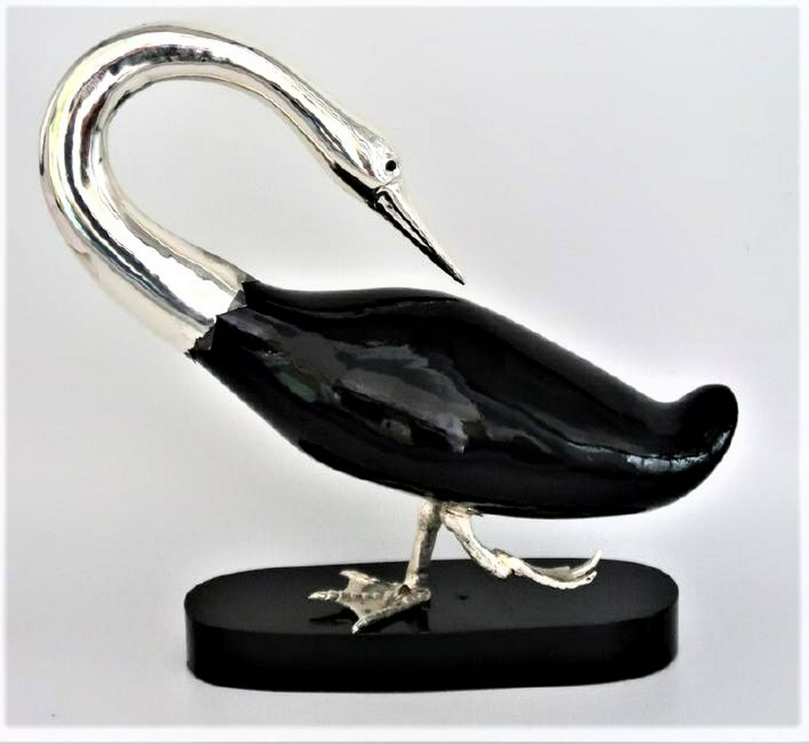 Ibis Bird Wood & Silver: Size: 12" x 8.5".