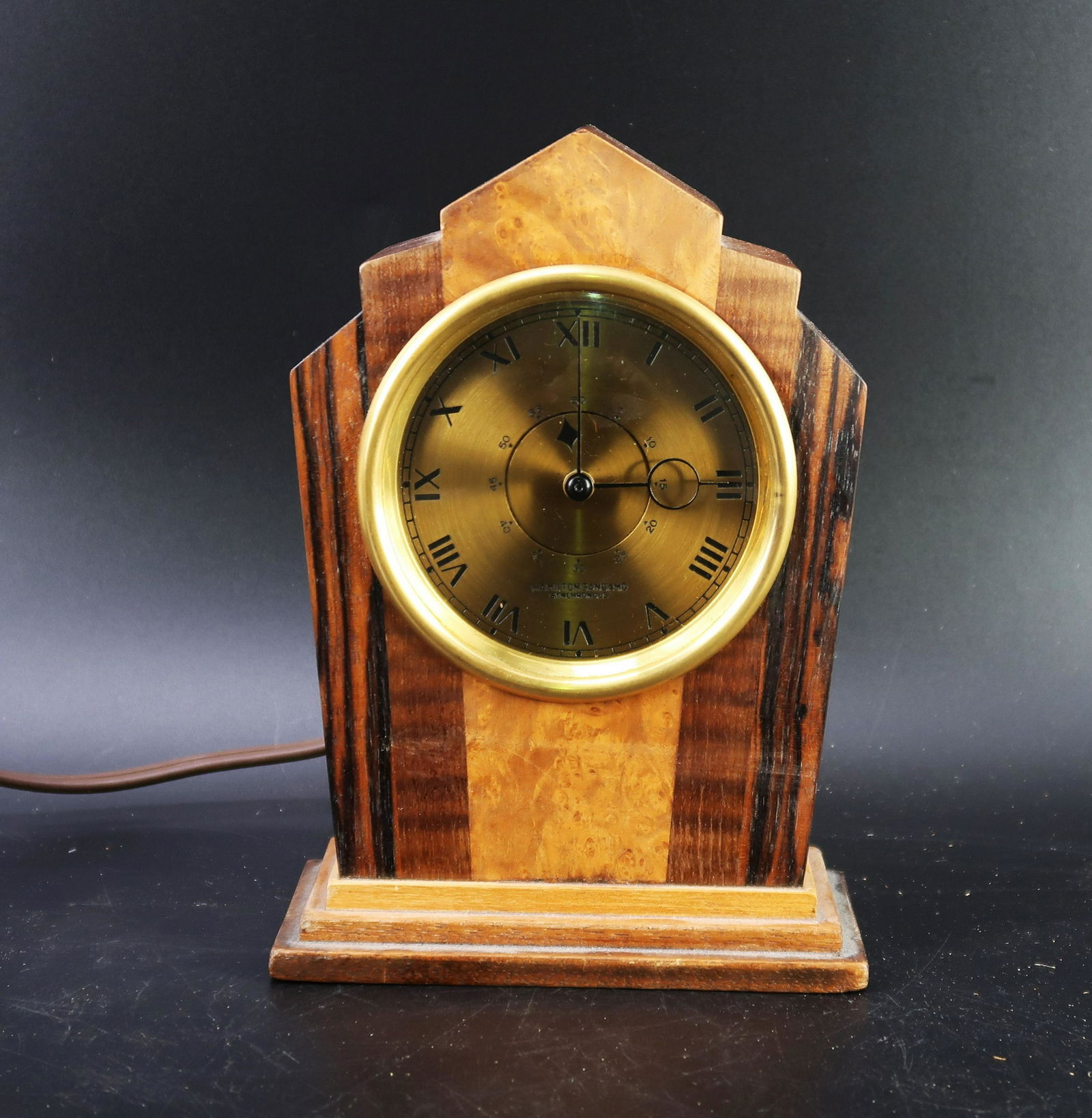 Hamilton clock Sangamo Mahogany and cherry art deco (1 of 4)