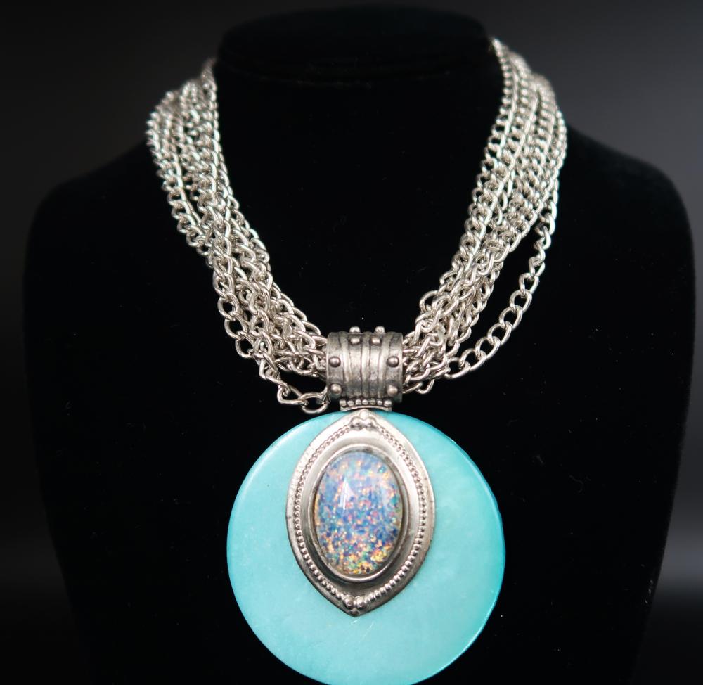 Vintage Anthony Alexander Silver Necklace with Opal (1 of 4)
