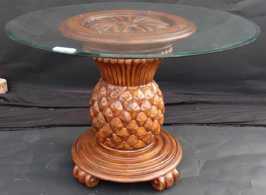 M. Amini (by) Pineapple Dining Table thick Glass Wood (1 of 1)