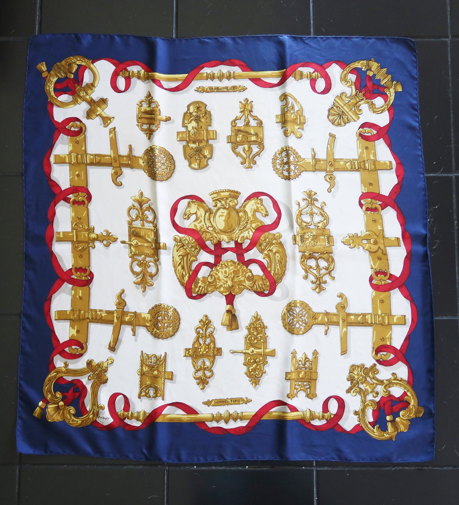 Hermes Silk Scarf By C. de Sairgny "CATY": Never been worn or handled size: 35" x 35"