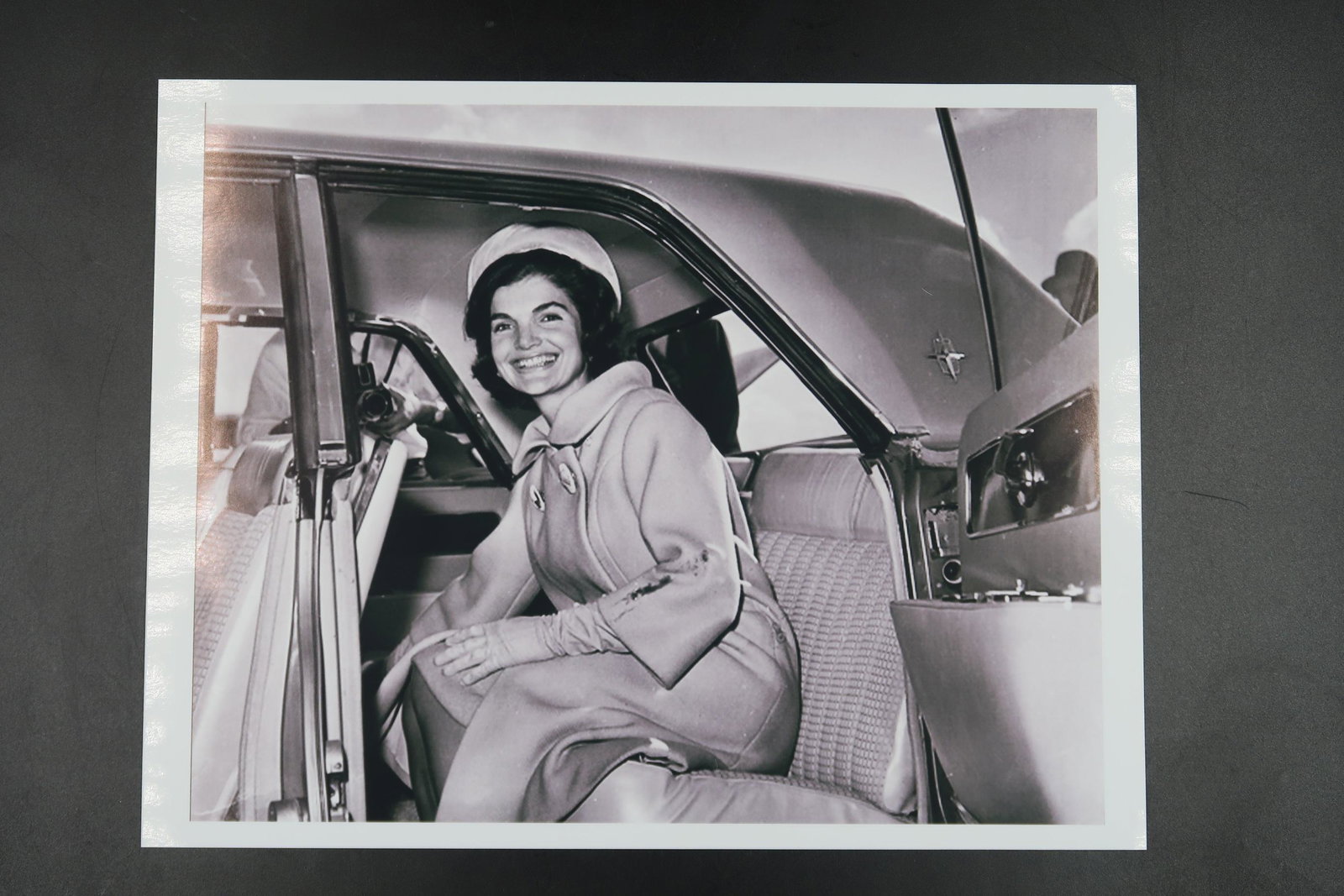 1961 Jackie Kennedy Exits Limo in Palm beach Florida: Modern print approx.. 8in/10in with ample white borders for easy framing Size: 8" x 10" perfect collectible memoriable