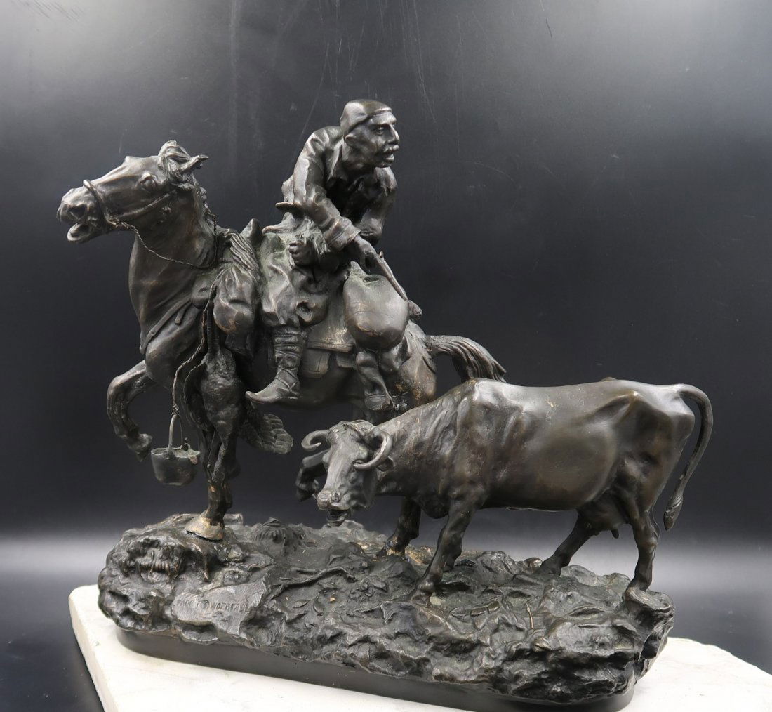 Antique "The Rustler" Vasity Grachev (1831-1905): Original The Rustler, Vasity Grachev (1831-1905) sculpture C.F. Woerffel (1870-7890) Foundry.