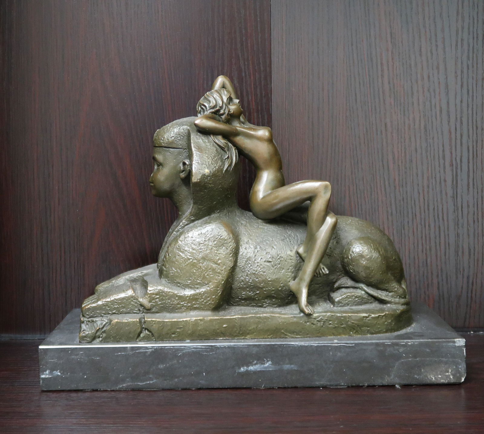 Mythical Egyptian Artwork Bronze Sculpture Sphinx with (1 of 7)