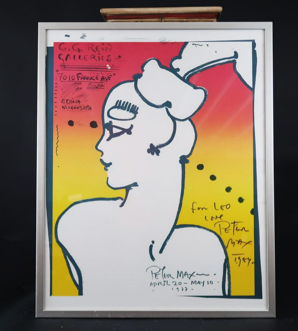 Peter Max Serigraph 1977: This art was dedicated to Leo Gore(Lesley Gore singer's Father) , hand signed w/ Peter Max Size: 30" h x 24"w