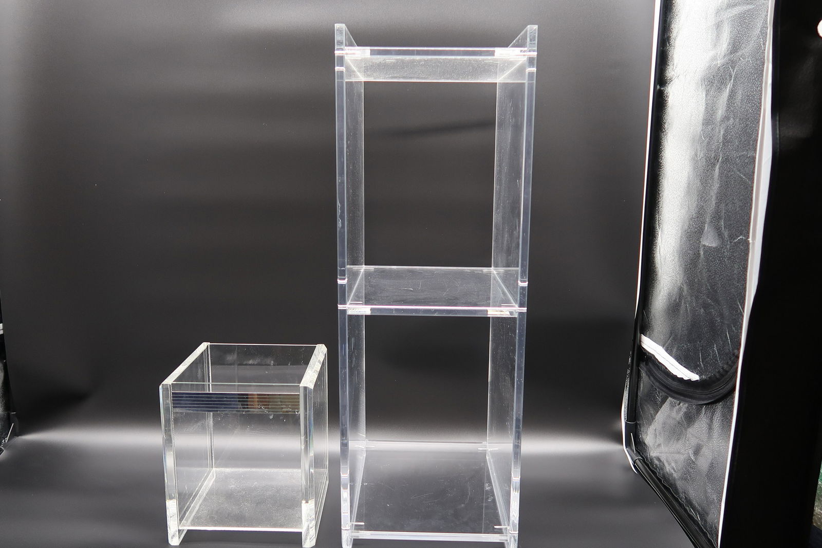 Acryrlic lucite Shelve & Trash Container (1 of 2)