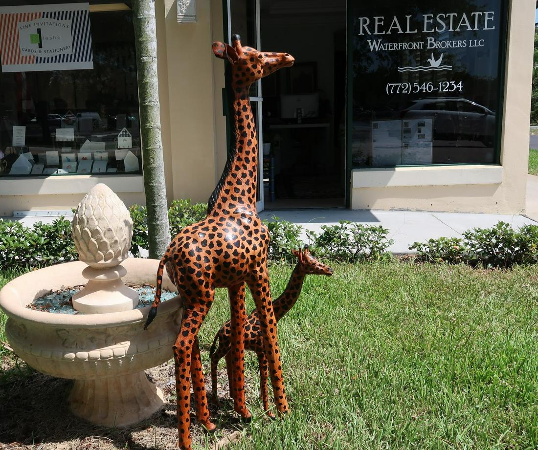 Pair of Large Leather Giraffe Sculptures (1 of 5)