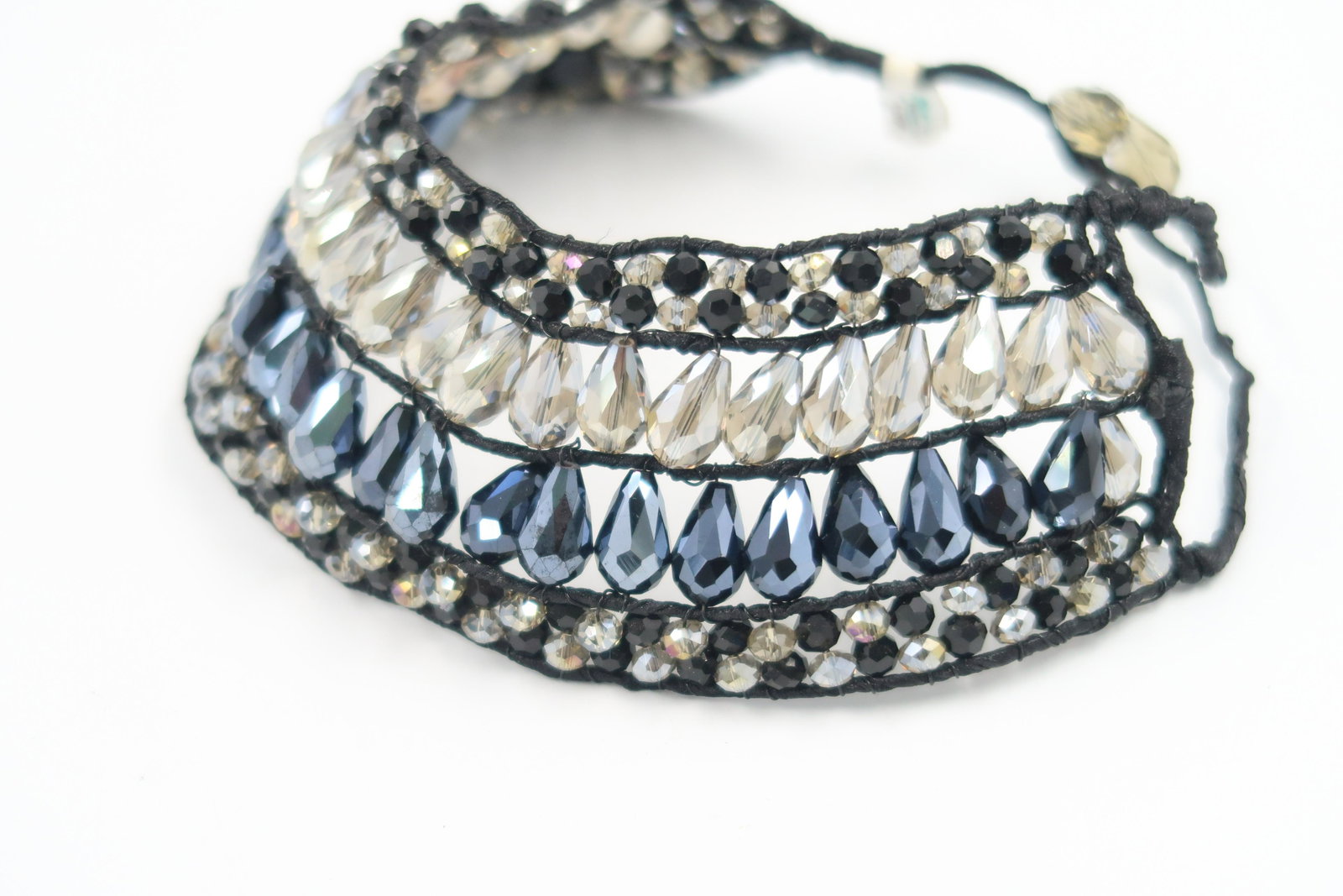 Crystal Jewel Black Amber facet Choker French couture: Known as the wrinkle hider Neck Jewelry