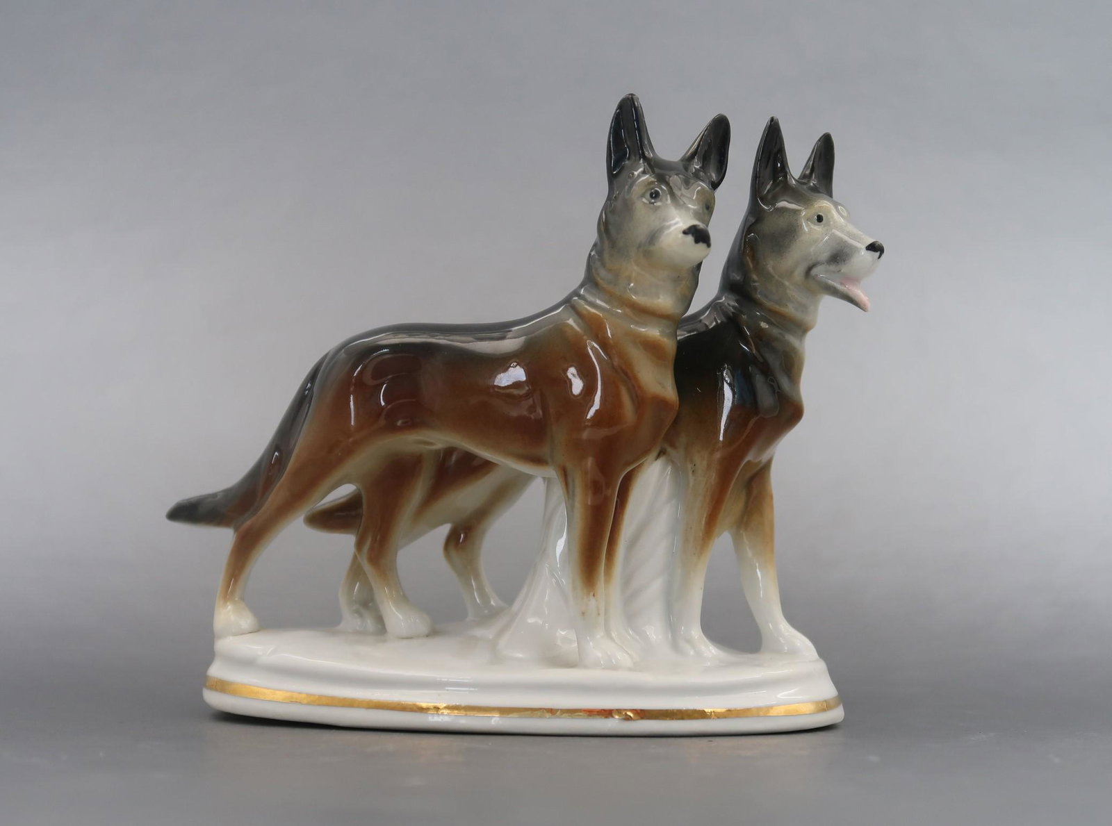German Porcelain ERPHiILA 2 German "The Buddy Shepherds: Size: 5" X 4 1/2" with 2 marks