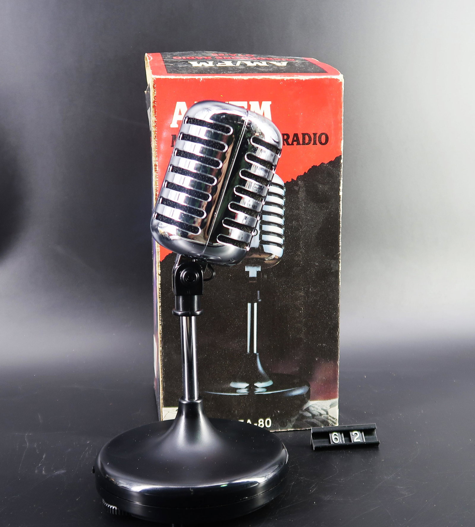 AM/FM Microphone Radio: Made in Taiwan, model: OTA-80. size: 10" x 4 1/2" x 4"