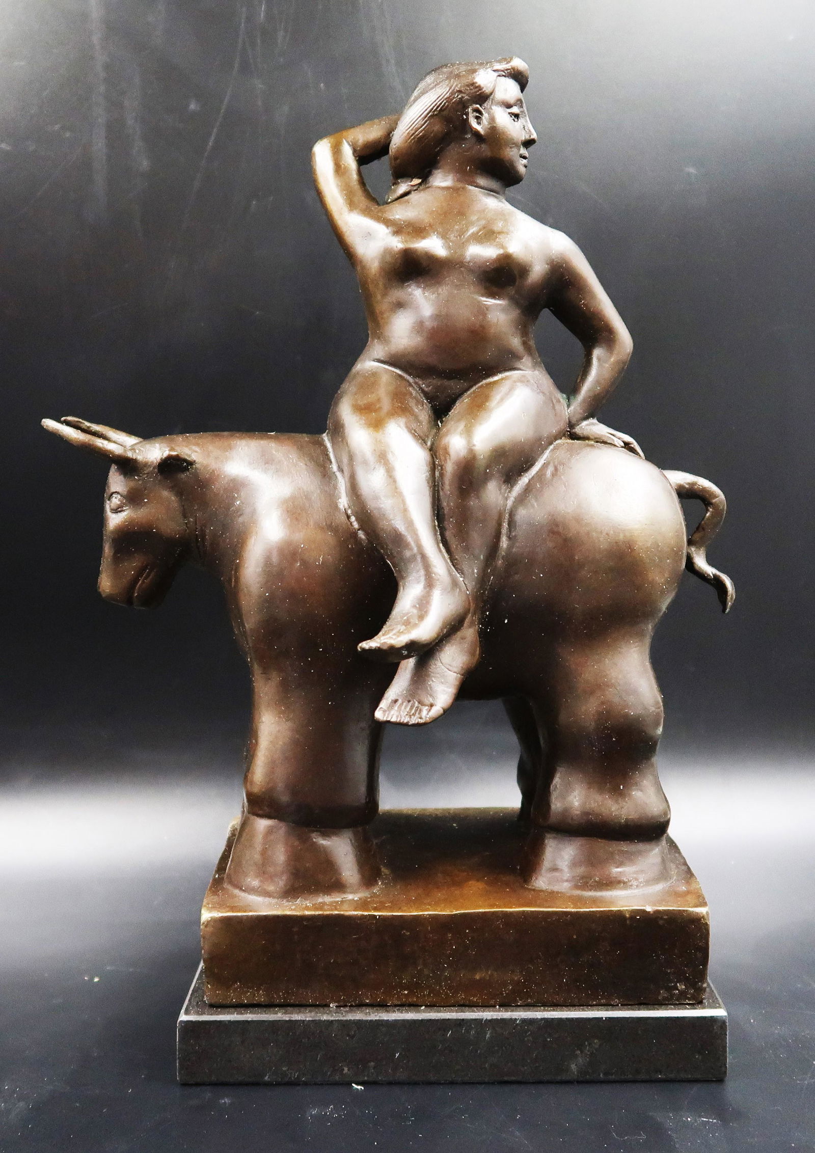 Art Deco sculpture Abstract Girl Ride Bull Bronze (1 of 5)
