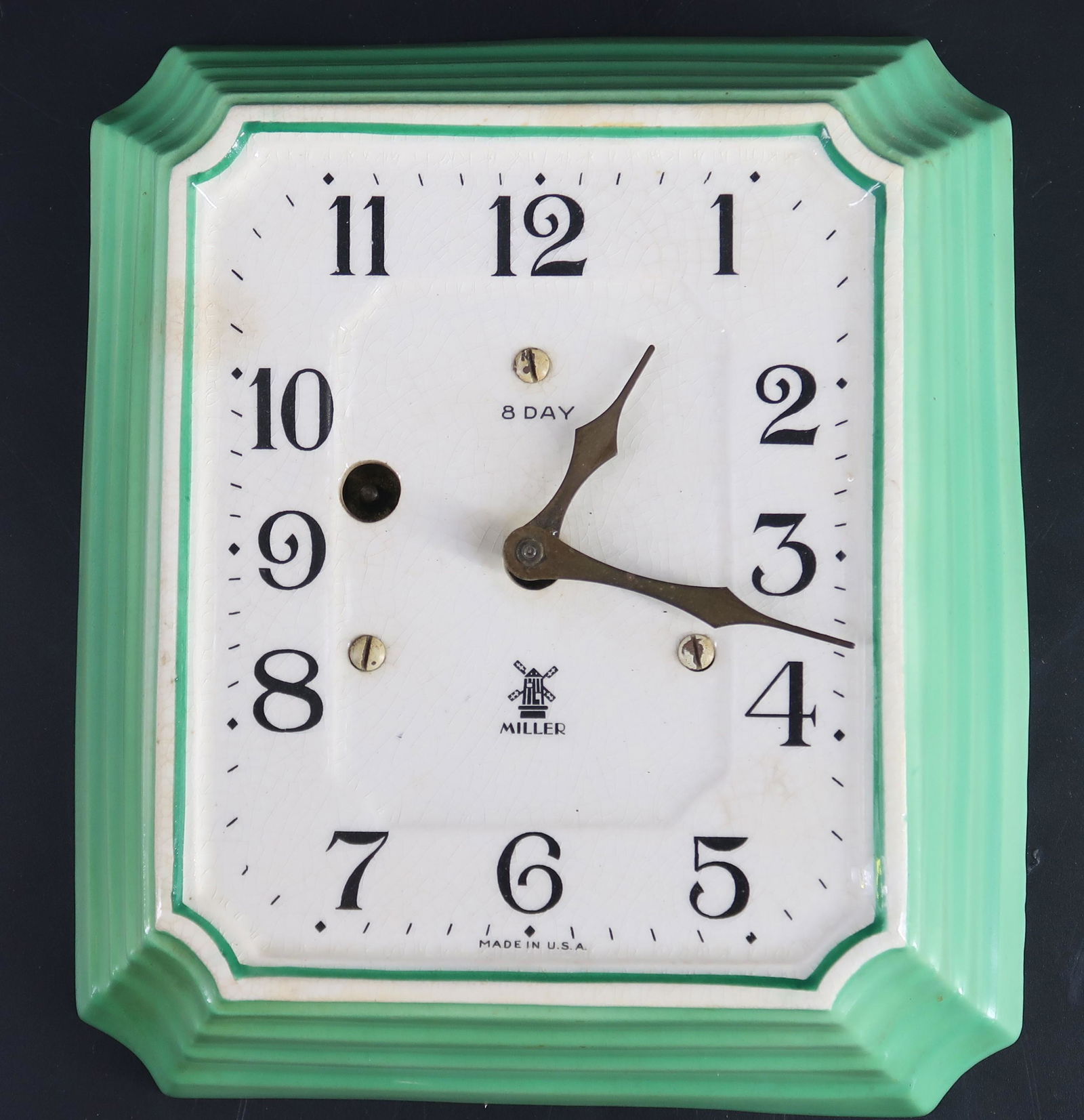 1930s Windup Miller 8day Porcelain clock (1 of 4)