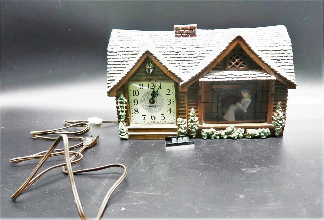 Vintage Haddon Clock & Grandma Rocking Chair Home: Haddon original Home sweet Home, model 30 Clock..Â Glass is loses on front. Size: 7"H x 12"w. Electric clock.