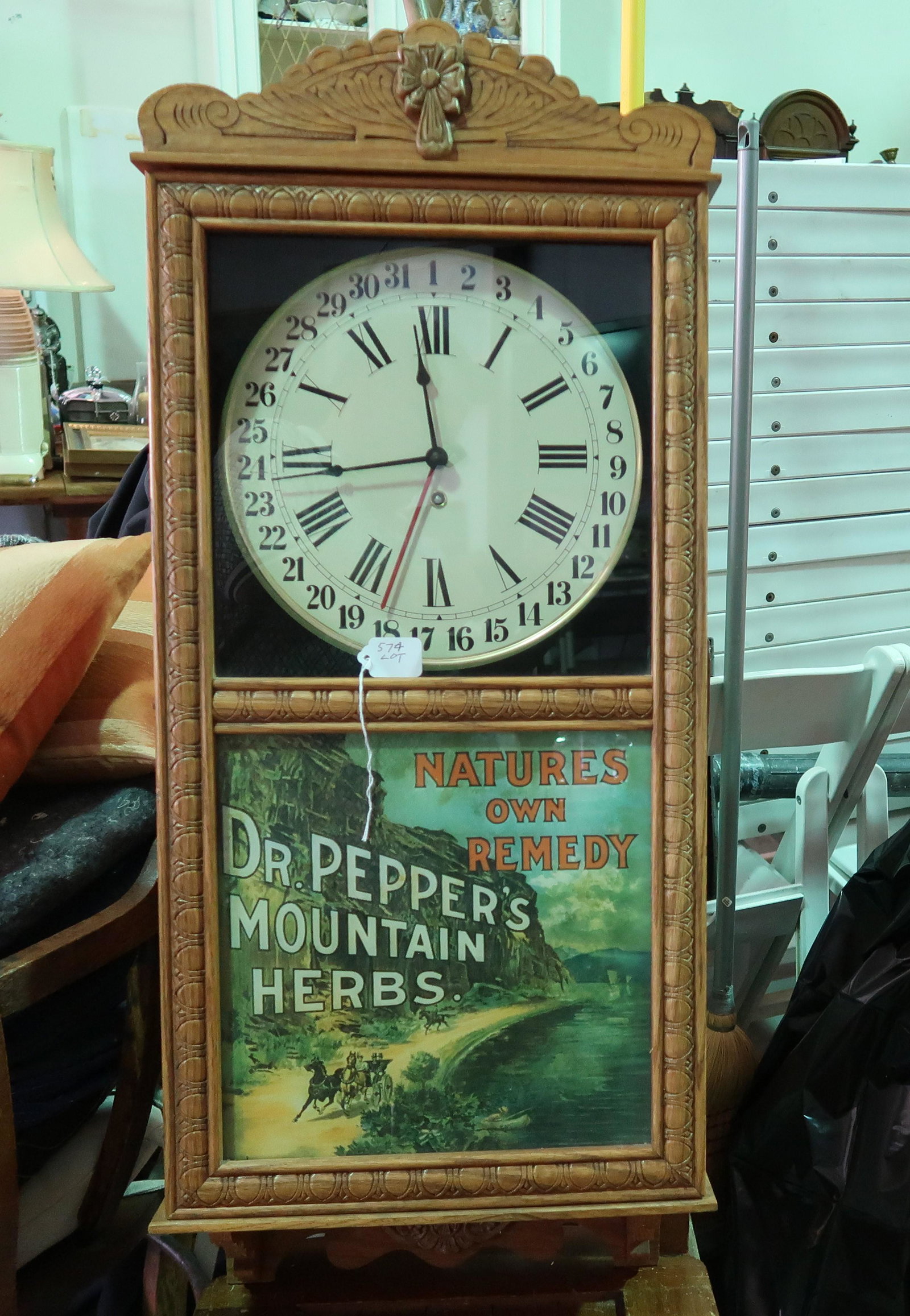 Nature Own Remedy Dr. Pepper's Mounted Orb Clock: Size: 38 1/2" x 15" x 5"