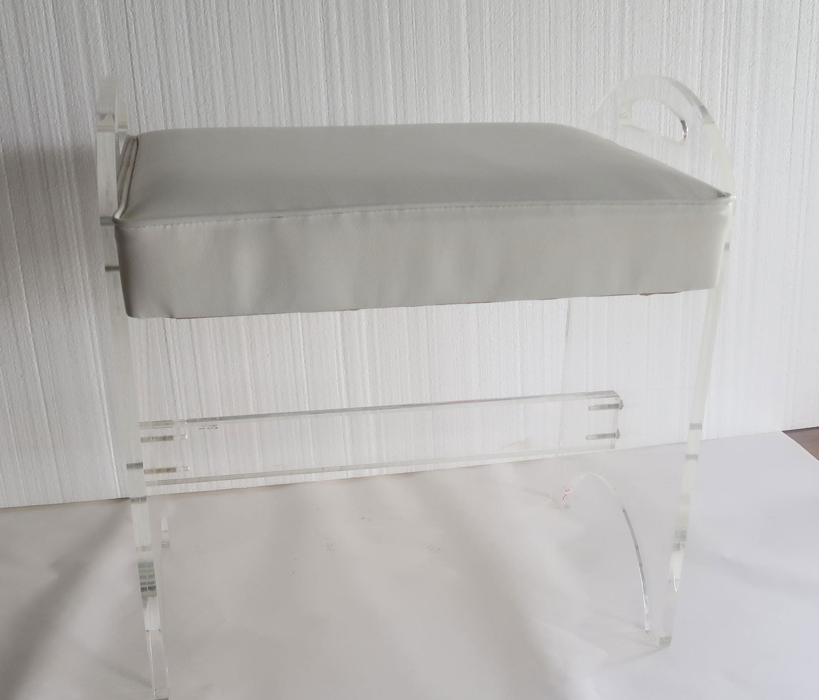 White Vinyl Lucite Vanity Bench (1 of 5)