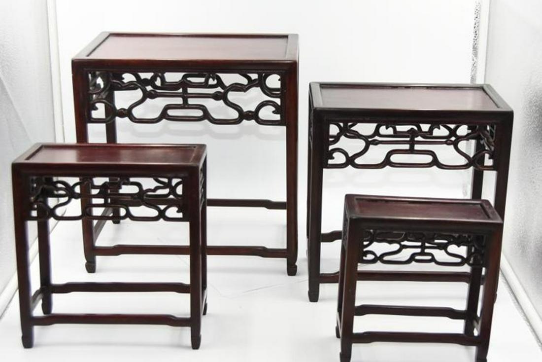 Oriental display tables: Beautiful tables perfect for small sculptures, crystal and porcelains Largest size is 11"H x 11"W x 7.5"D
