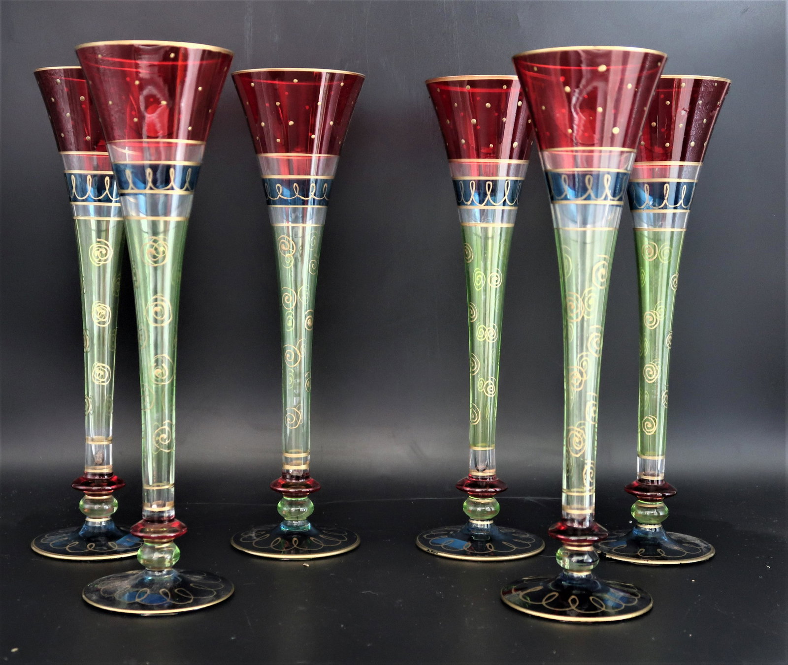 Art Deco Tall Party Glasses 6 Ea. the glasses are: Size 11" X 3" Glasses Memondmark