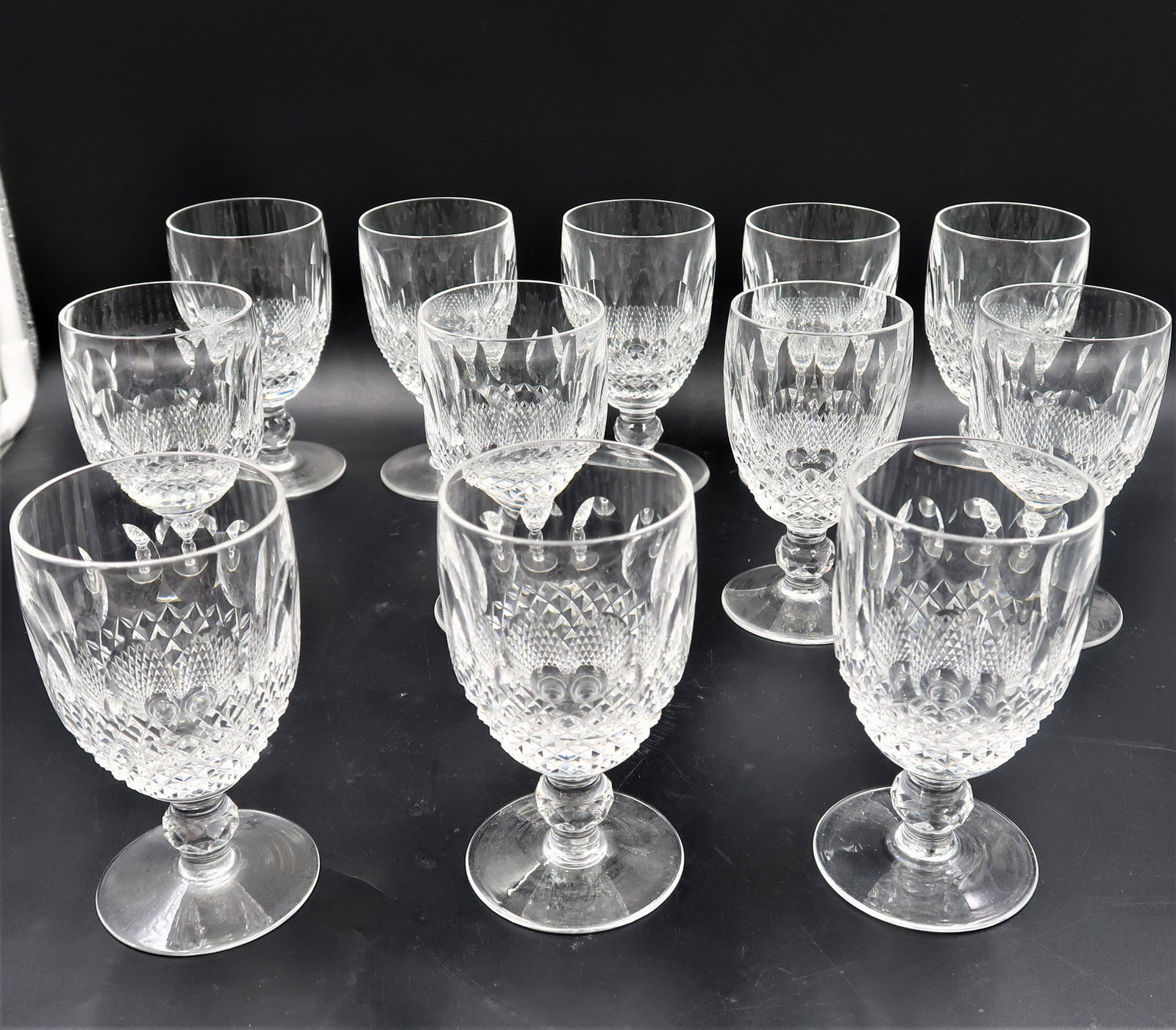 12 Waterford Crystal Colleen Wine Glasses: Size 5 1/2" X 3"
