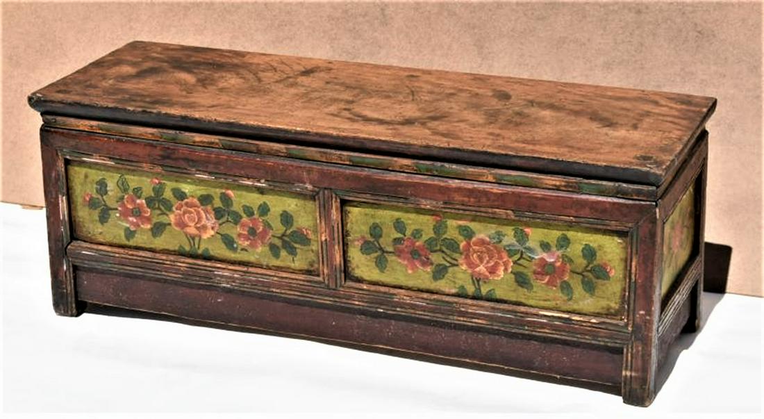19th Century Hand-Painted Colonial Bench (1 of 1)