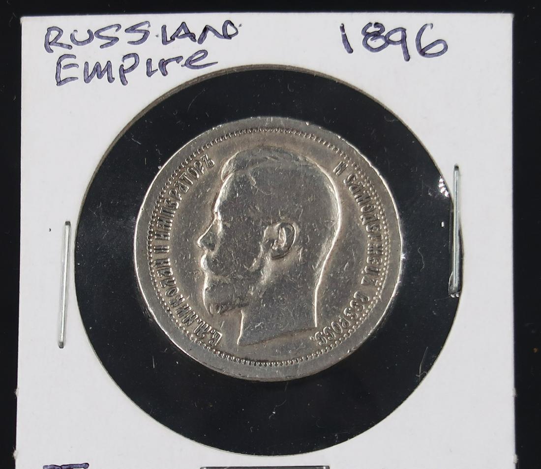 1896 Russian Nicholas ll Silver Coin 50 Kopeks: Good Condition for it's age 19% Silver 1 1/8" 1 star on rim mint marks was polished to revile coin marks to photograph details NGC world price guide Y# 58.1