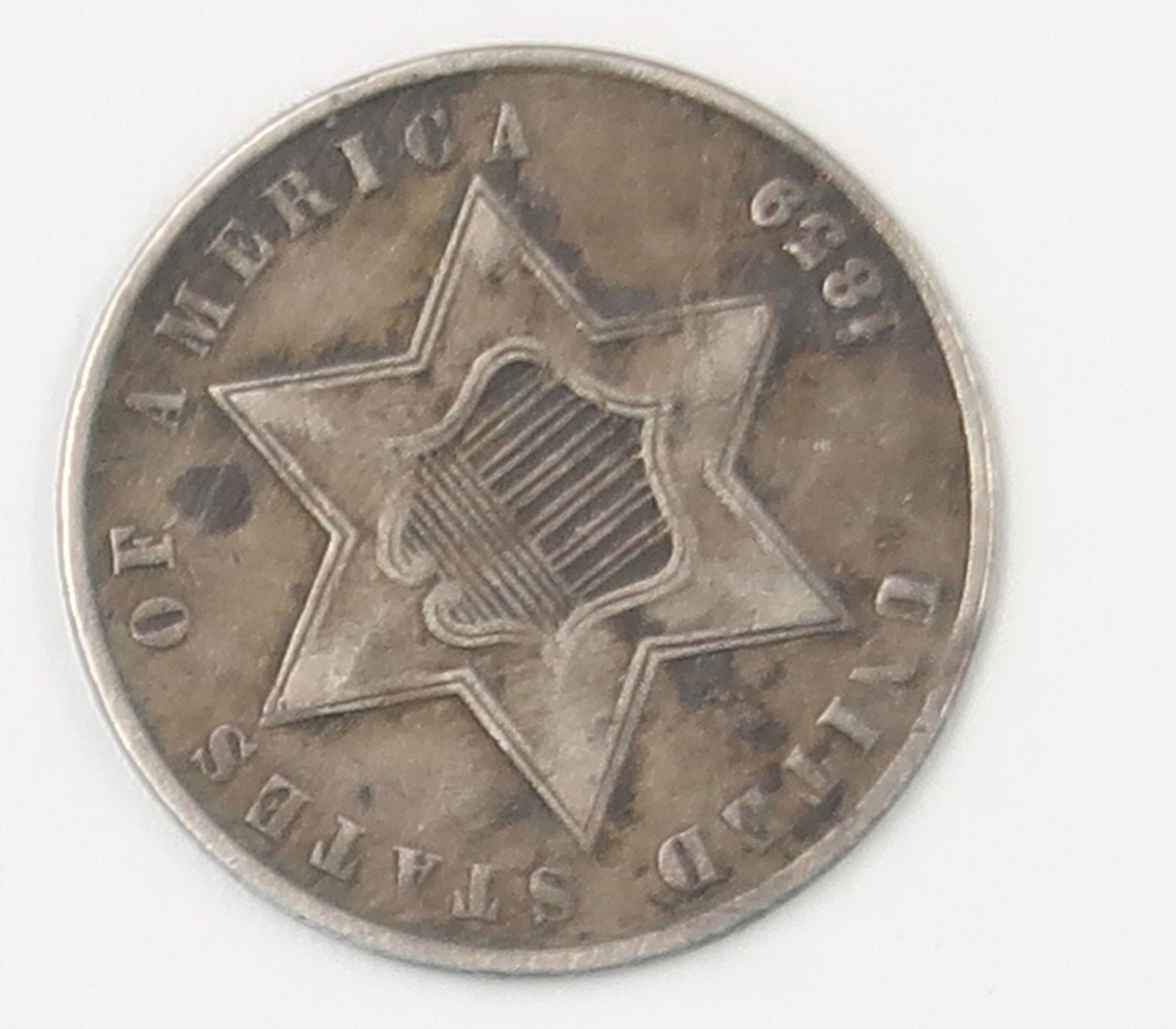 1859 USA Three Cent Silver Piece Trime 3ctype ungraded (1 of 2)