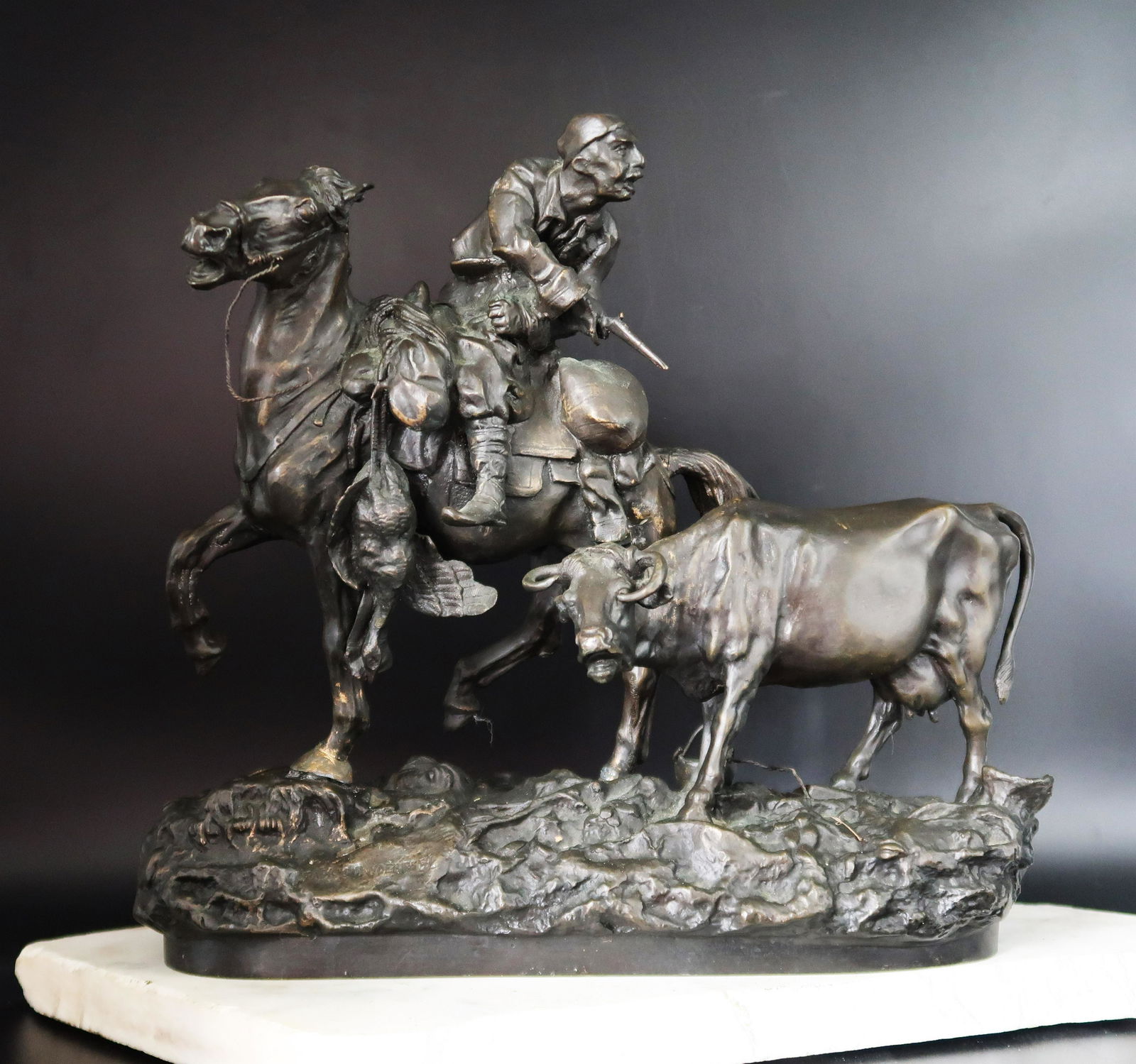 Antique Bronze The Rustler: Antique Bronze The Rustler, From St. Petersburg-russia, Sculpture Vasilty Grachev(1831-1905), found early date C.F. Woerffel (70-1890).