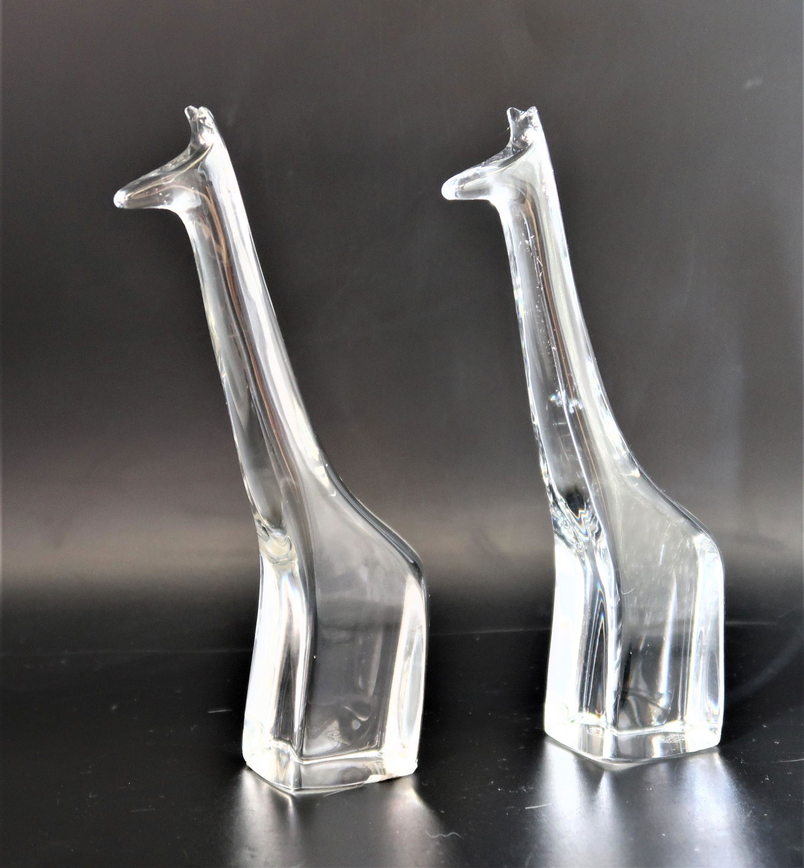 Baccarat or France a Pair of signed crystal Giraffes (1 of 4)