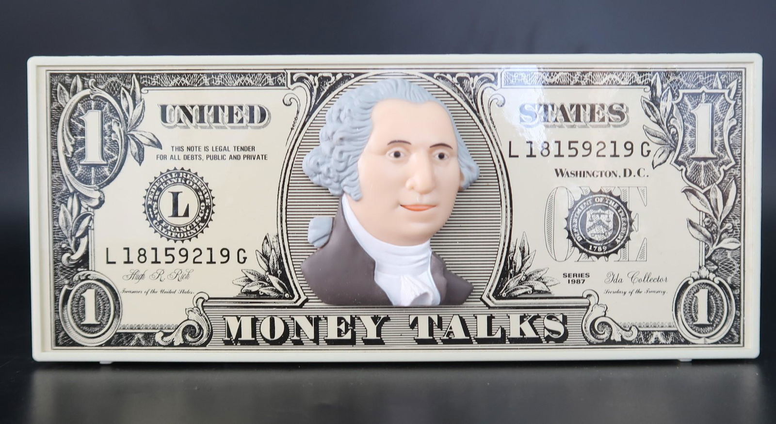 Vintage Nasta Money Talks Blabber Dollar Bill AM/FM: Vintage Nasta Money Talks Blabber Dollar Bill AM/FM Radio ~Moving Mouth 8 1/4" X 3 1/2" never used in original box