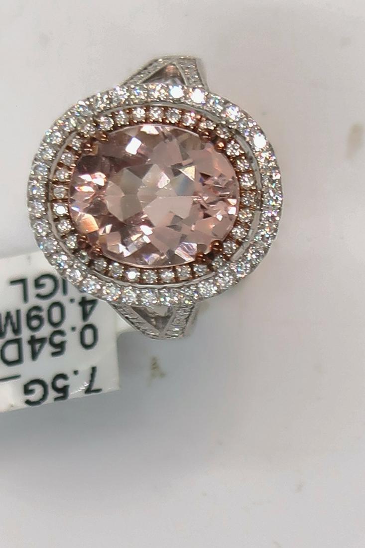 4.09ct. ; 92 Diamond .54cts 7.5 Platinum Morganite: Platinum Morganite Natural 4.09ct 92 Diamond .54cts 7.5gtams G-I vs2 SI1Ring Size 7 1/2 A.I.G.L. Gemological Laboratory - Appraisal Report# K28E19-EA12325 Natural minded stones Natural Bery 1 Brillian