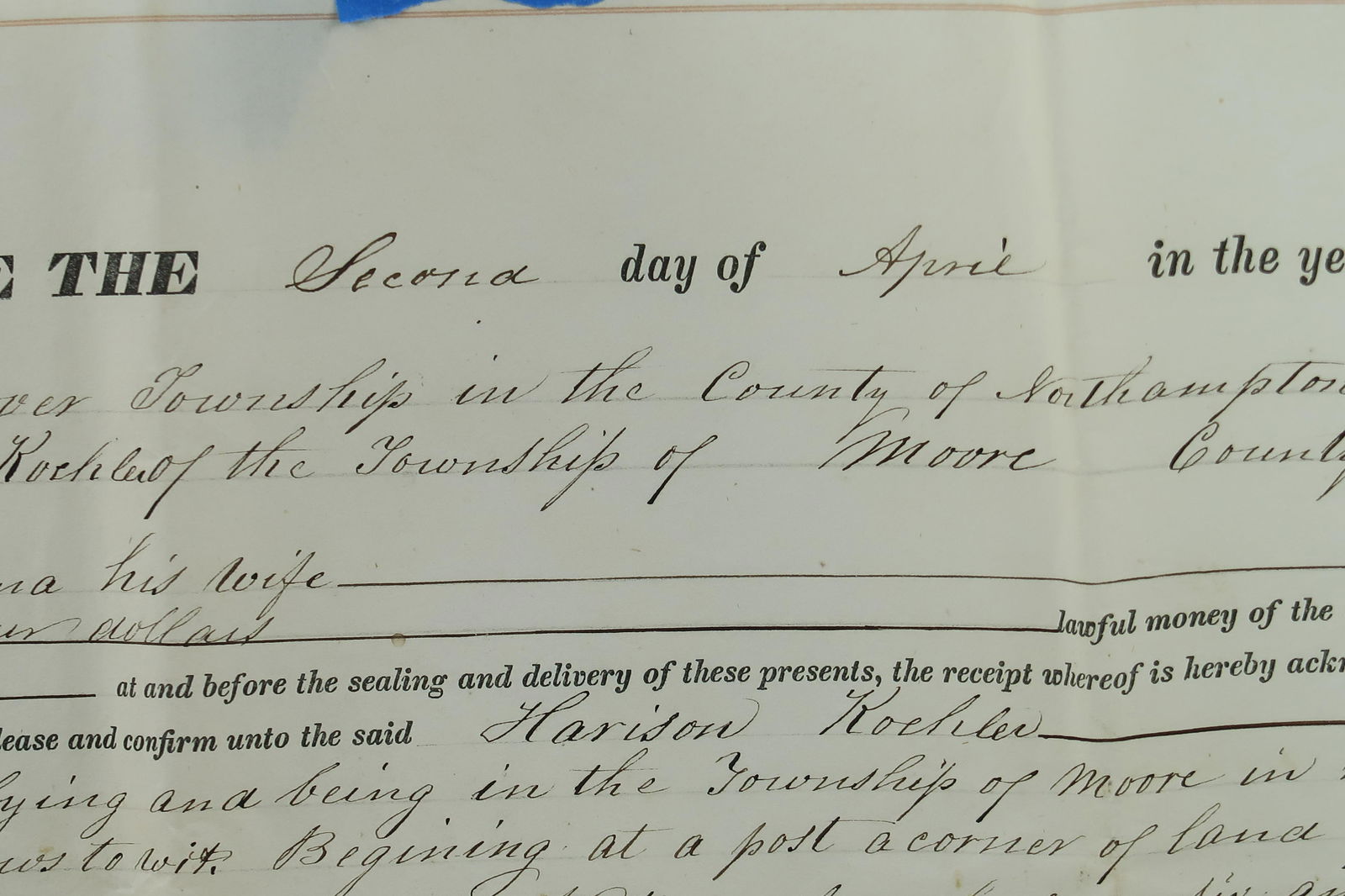 1860 Antique  INDENTURE Document by GEORGE HELLER (1 of 4)