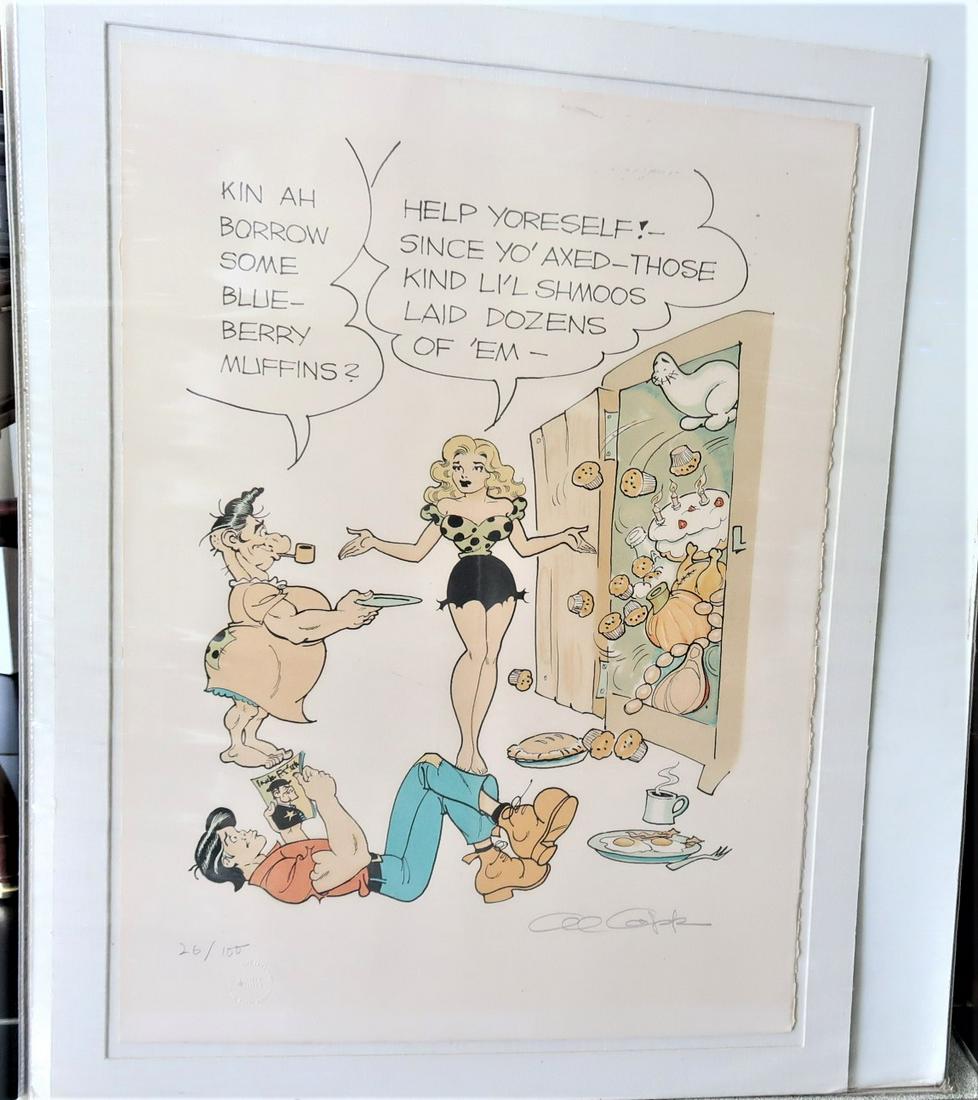Al Capp (1909-19790 Li'l Abner Signed & No.Large: Size 29" X 21 1/2" on cardstock Paper Rich Colors Appeared in News Papers 1934-1977 rare Beautiful