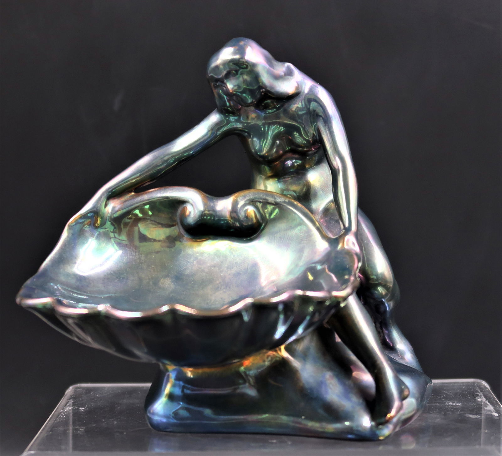 Zsolnay Eosin Hungary Porcelain Girl with Shell 5 3/4" (1 of 5)