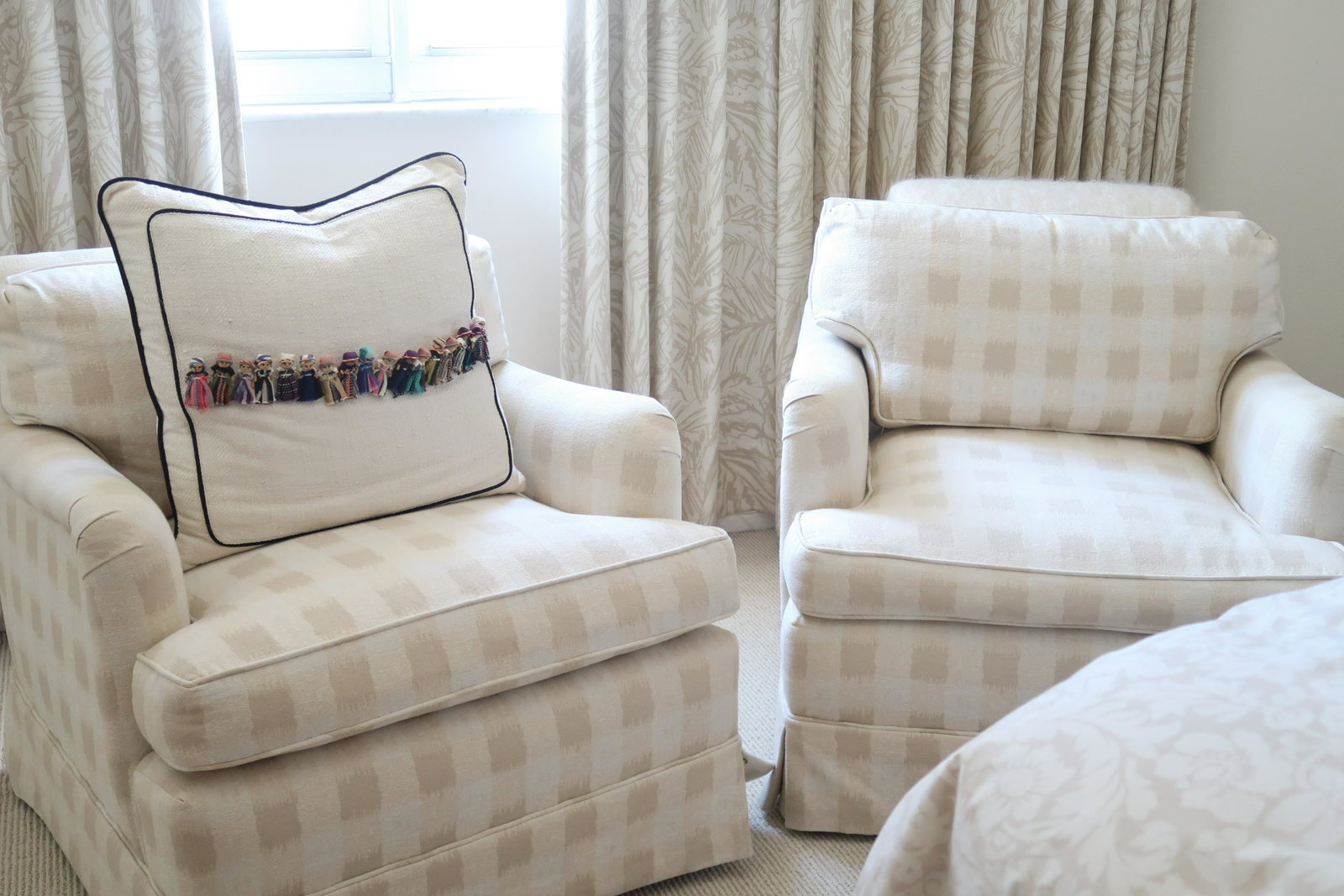 Winston Club Chair, Natural Stripe Linen: Two Winston Club Chair, Natural Stripe Linen was display never been used.