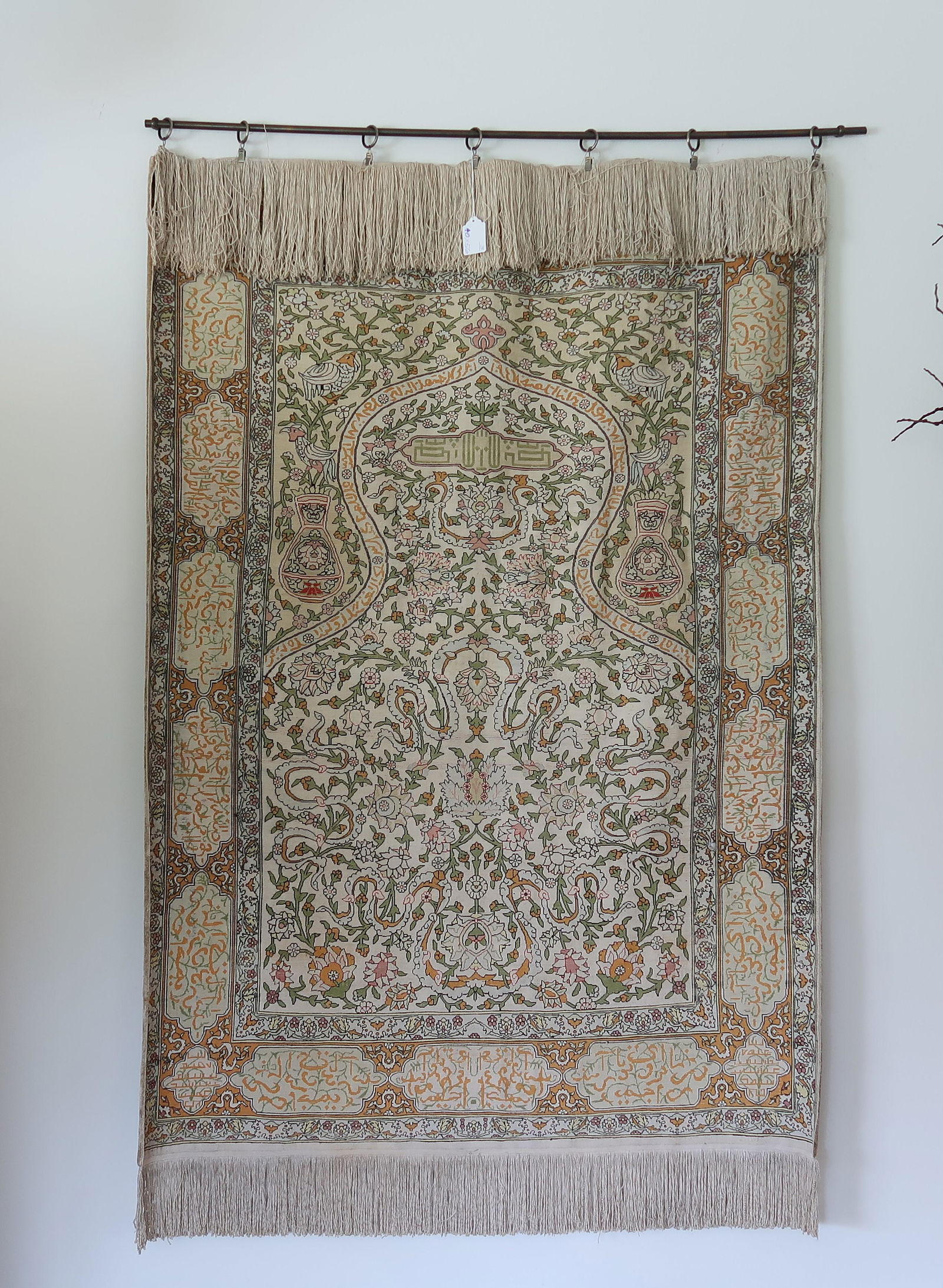 Turkish pure Silk "Hereke" Prayer Rug  Vintage (1 of 5)