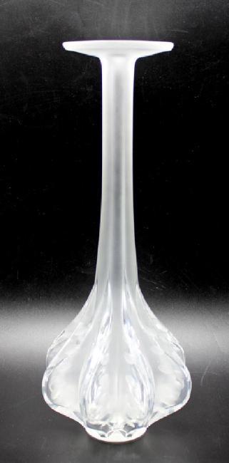 Lalique Signed Crystal "Claude" Crystal Vase 13 1/4" (1 of 4)