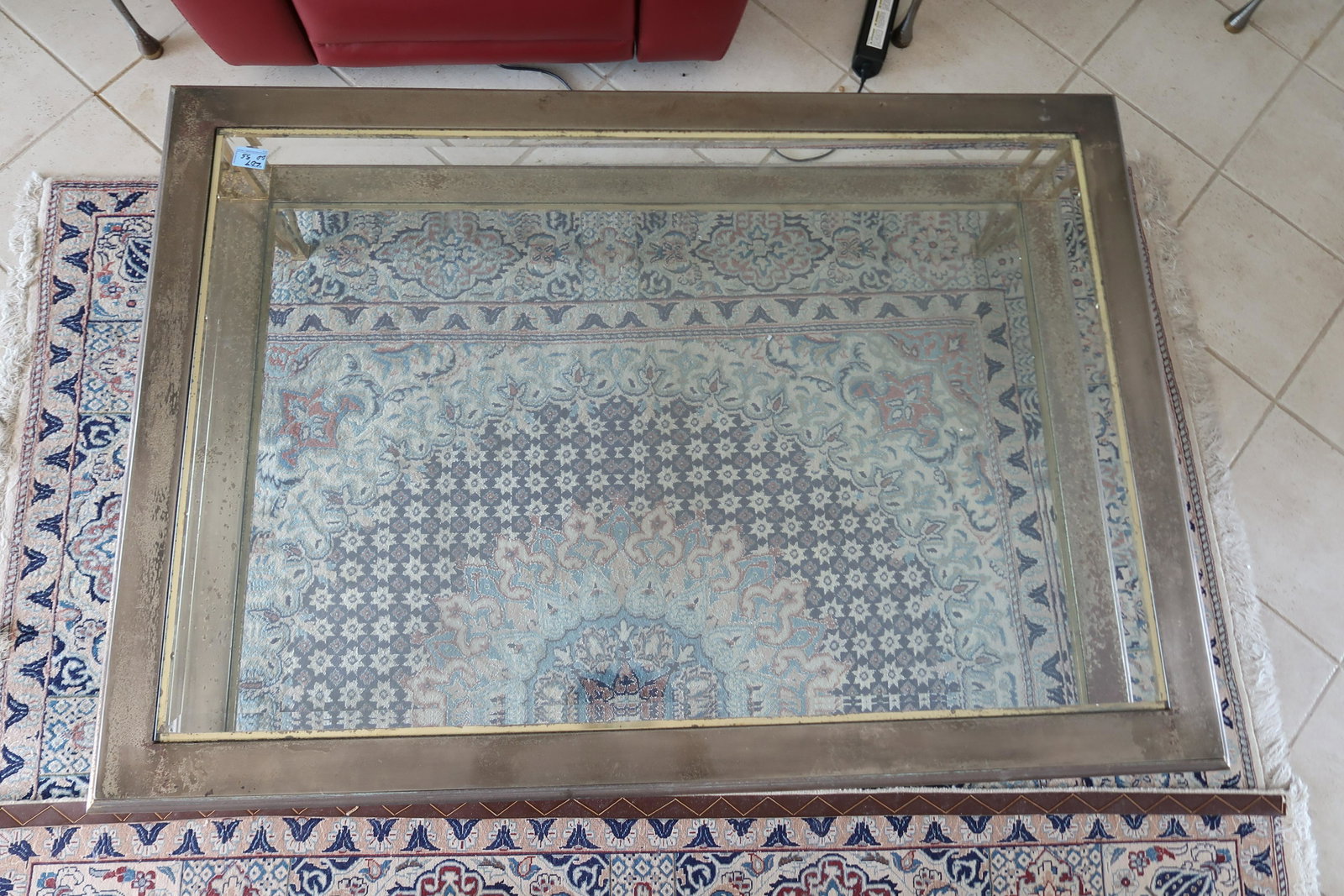 Coffee Table Antique Metal Table: Size: 52"W X 36" X 17"