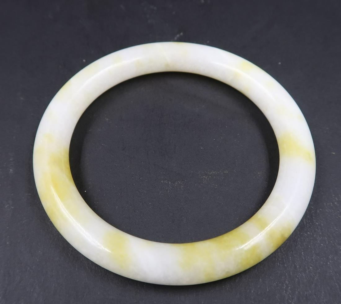 Jade Bracelet Yellow and White Jade Bangle (1 of 2)