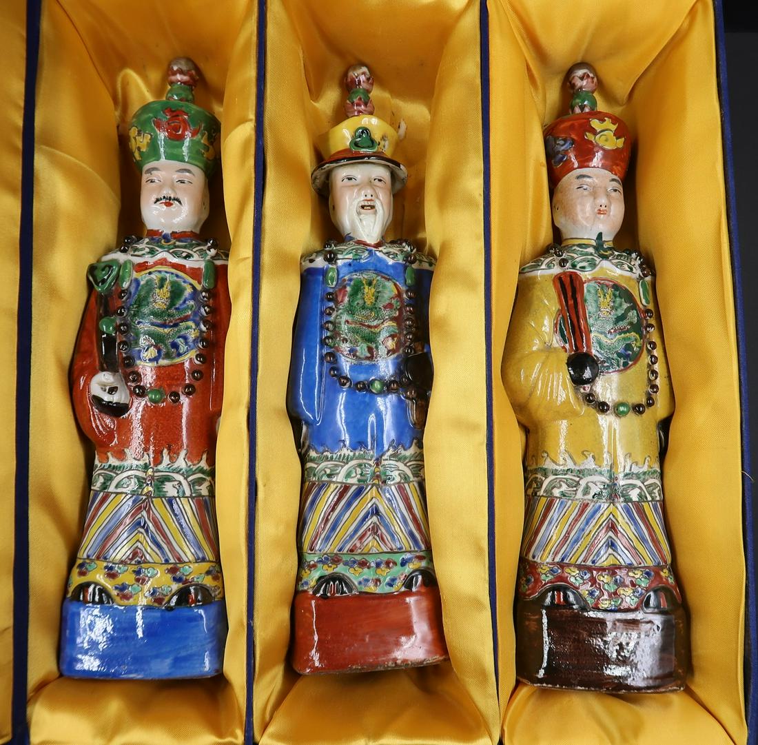 3 Qing Dynasty Emperor Statues Porcelain (1 of 4)