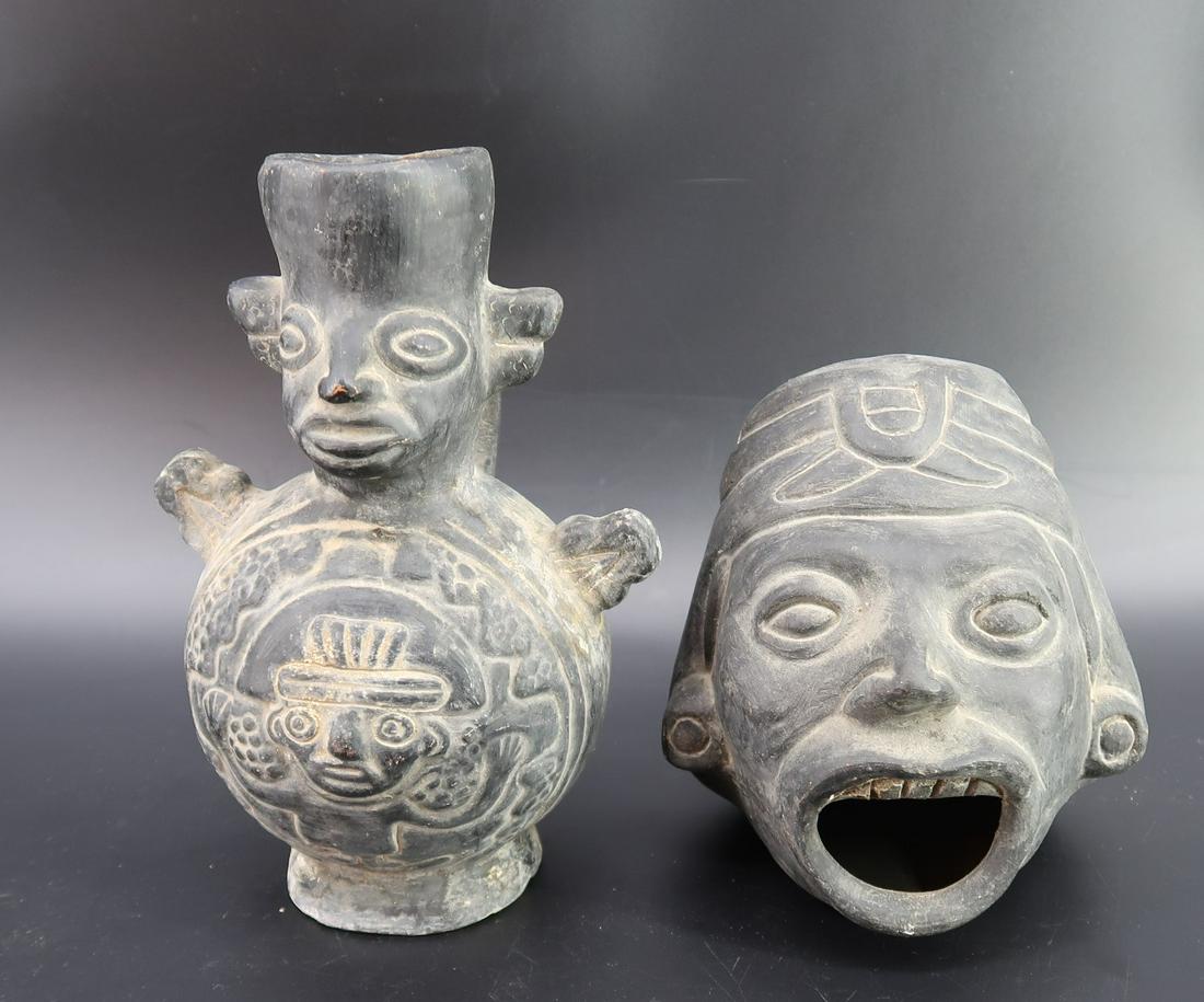 2 PreColombian Artifact Vintage Replicas: Size: 7 1/2" H x 6"D