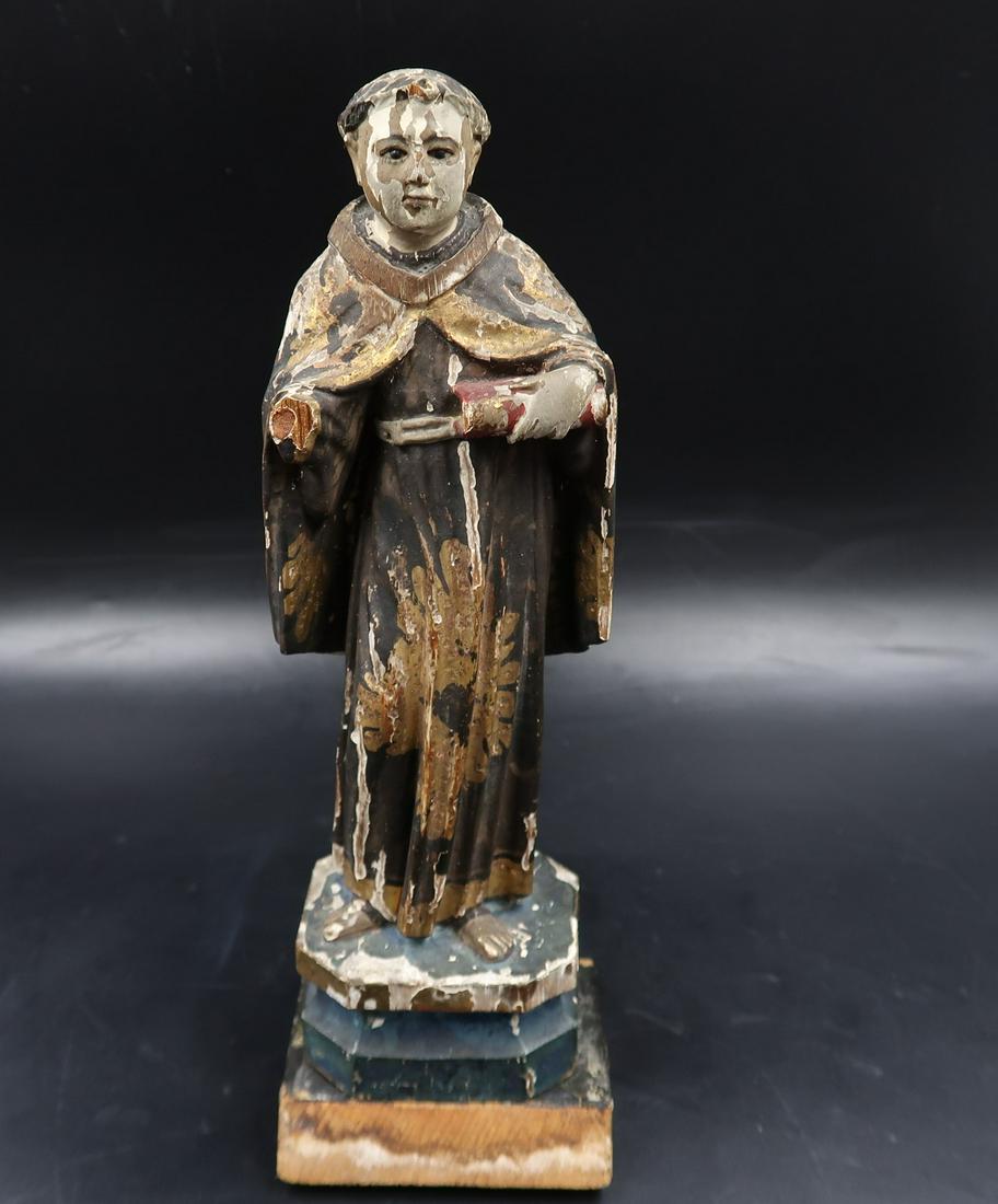Santos St Frances Carved Wood 1800Century Sculpture: Santos St Frances Carved Wood 1800Century Sculpture Probably Spanish Very Rare See pictures for condition