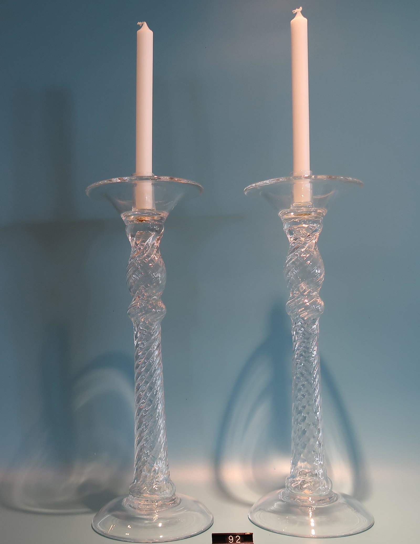 2 Glass Candle Holder: Size: 17 1/2" x 6 1/2"W Glass Candle Holder
