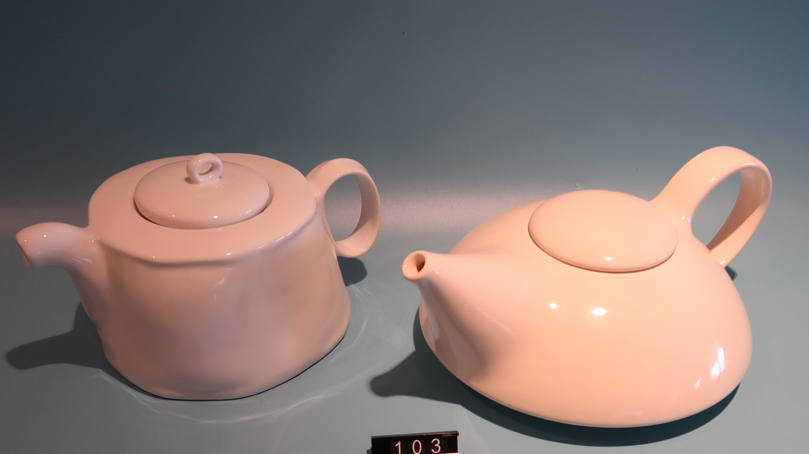 2pc Ceramic Teapots By Shuride Japan: Mid Century Post Modern Claudia Shuride Toscany of Japan.