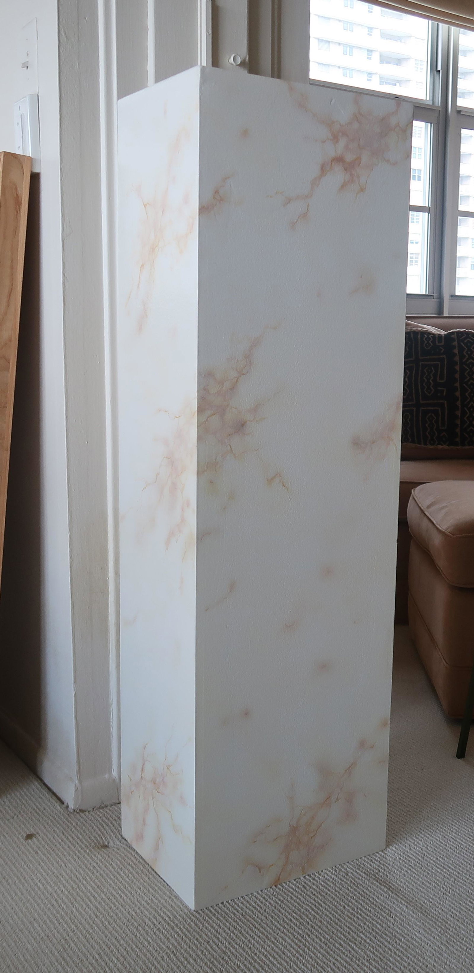 Wood Pedestal: Size: 43"x 13" x 10" Wood pedestal faux marble
